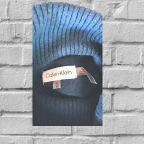Calvin Klein XL Long Sleeve Turtleneck Teal Blue Pullover Sweater - Picture 5 of 5